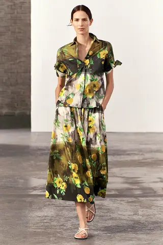 Bloggers Favourite Zara Floral Print Shirt and Skirt Co-ord Set