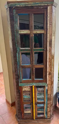 Handcrafted Rustic Wooden Cabinet with Vintage Finish