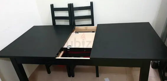 Sturdy Black Extendable Dining Table for Sale