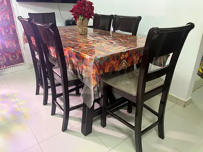 Solid wood dining table  6 chairs for sale