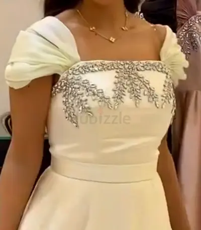 Elegant White Dress with Embellished Detailing wedding dress (party wear )