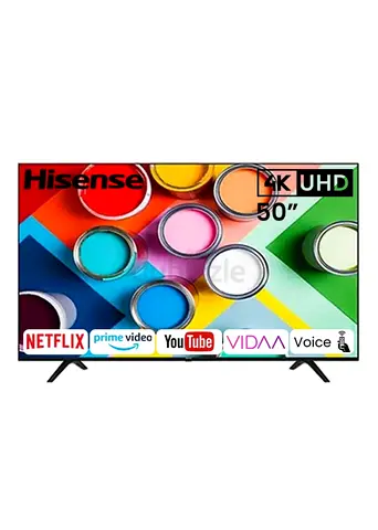 Hisense 50 4K UHD Smart TV for Sale with wood vintage TV stand