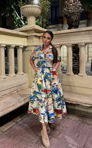 Zara Bloggers Favourite Skirt  Shirt Co-ord Set in Tropical Print