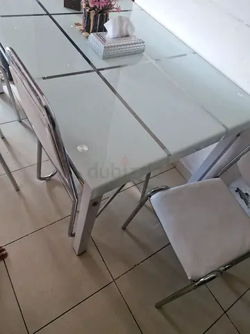 Modern Glass Dining Table with Chairs