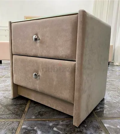 Elegant Velvet Bedside Table with Drawers