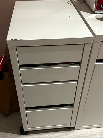 Modern White Storage Cabinet with Drawers