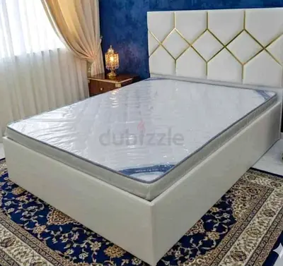 Elegant White Bed Frame with Luxurious Headboard QUEEN SIZE 150x190 Size