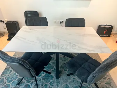 MUST SELL! Premium White Ceramic Dining Table, 1.7m x 1.0m (Bought for 1900 AED - Table only)