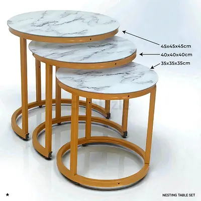 Stylish Nesting Table Set with Marble Tops