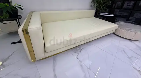Elegant Modern Sofa genuin leather with Gold Accents