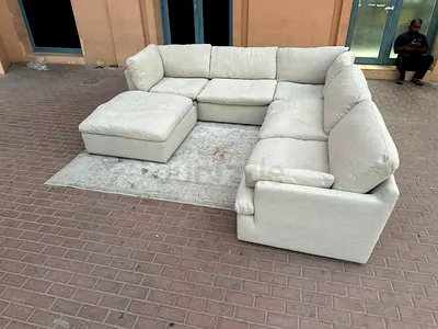 Amazing Condition Home Center Swin Sofa Beige with footstool