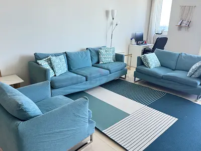 Stylish and Comfortable Blue Sofa Set