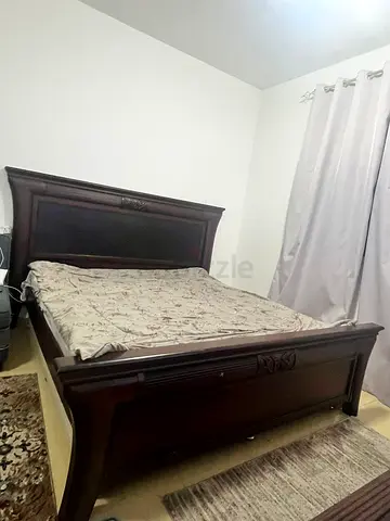 King size Bed with mattress + 2 Nightstands + cupboard