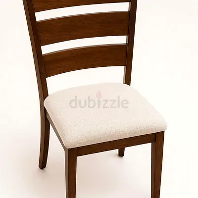 Stylish Dark Wood Dining Chair with Padded Beige Seat