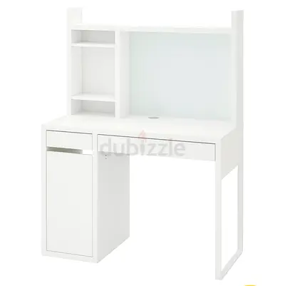 Modern White Study Desk with Storage