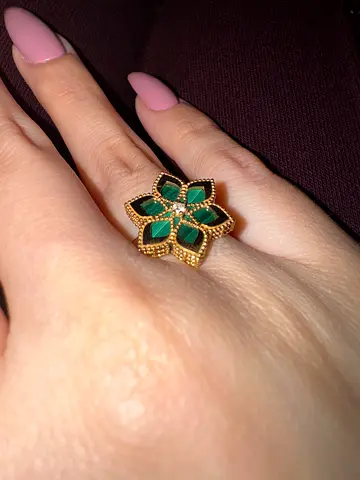 18 KT GOLD RING - Natural Malachite
