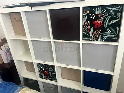 Modern Storage Unit with Decorative Bins