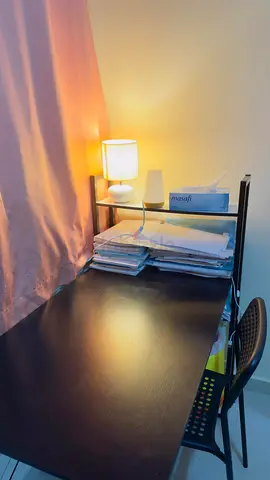 Minimalist Study Desk with Lamp and chair