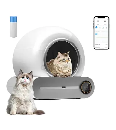 Smart Automatic Cat Litter Box with App Control; Cat Toilet Machine; Rount Cat Automatic Litter Box