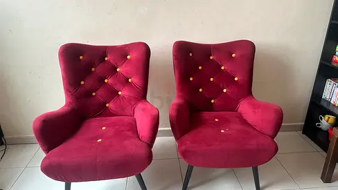 Pair of Elegant Red Accent Chairs