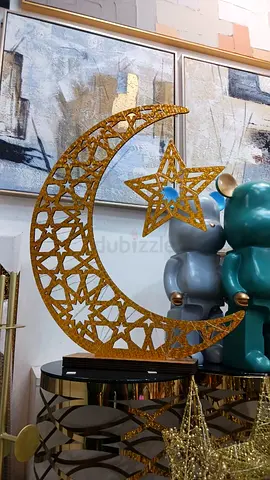 Elegant Golden Crescent Moon and Star Decorative Piece