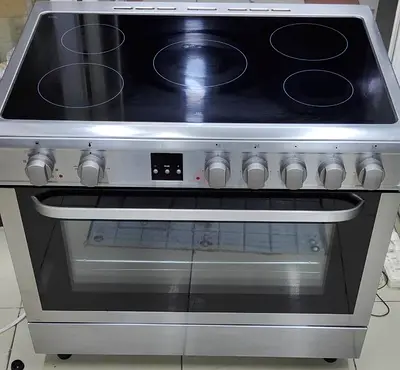 Hoover new model stove ceramic electric top 5 hobs 90by60 cm size   Oven baking grill and fan