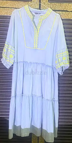 Beautiful Light Blue Summer Dress with Embroidery