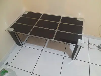 Stylish Glass Coffee Table with Black Accents