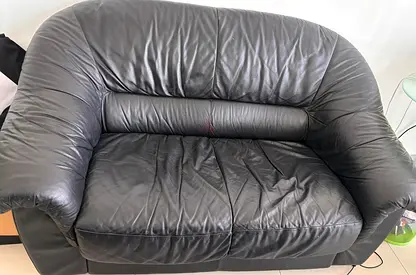 Sofa Leather Black 2 Seater Couch