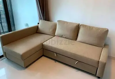 Comfortable Beige Corner Sofa bed with Storage