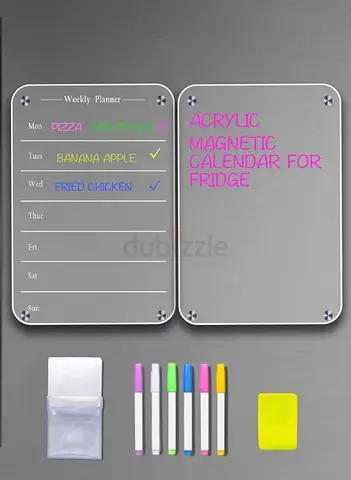 Magnetic Acrylic Weekly Meal Planner for Fridge – Clear Dry Erase Calendar Board with Strong Magnets