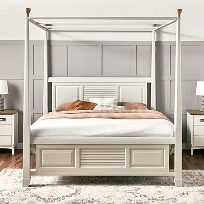 Stylish Modern Canopy Bed with Nightstands