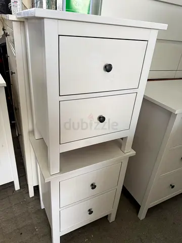Modern White Nightstand with Drawers