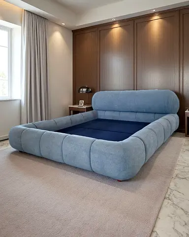 Stylish Blue Bed King Size