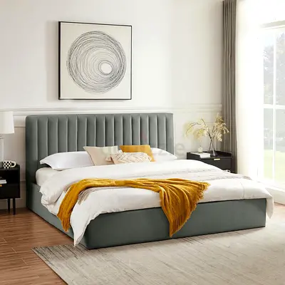 Elegant Queen Size Bed with Soft Headboard