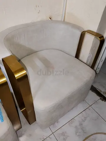 Modern Arm Chair with Gold Accents (swivel) 2 pcs