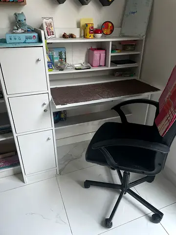 Stylish White Study Table with Chair