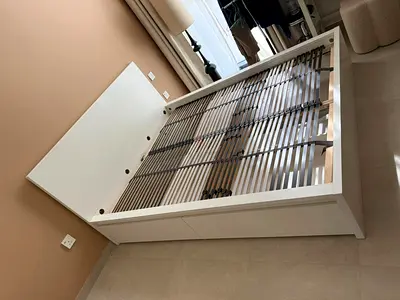 Ikea Modern White Bed Frame with Storage new Condition