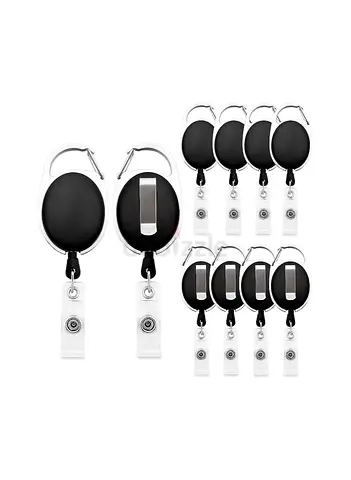 Fushing 10Pcs Carabiner Badge Reels Clips with Belt Clip Retractable Badge Holder Clips ID Card Hold
