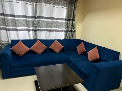 Comfortable L shape Blue Sofa