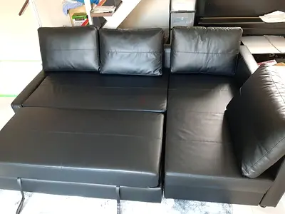 Comfortable Black Leather Sofa for Sale