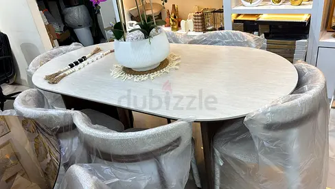 Elegant Dining Table Set with Plush Chairs