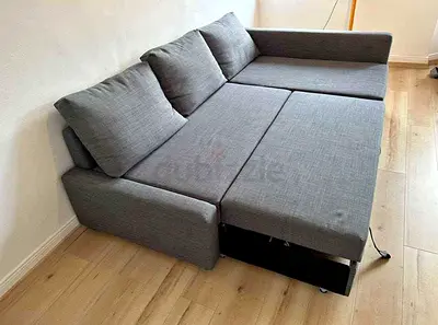 Modern Grey L-Shaped Sofa with Storage