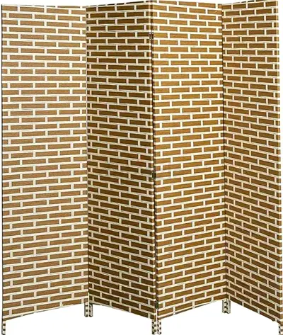 Stylish Wooden Room Divider with Brick Design