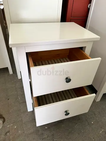 Modern White Nightstand with Drawers