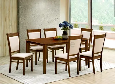 Elegant Solid Wood Dining Set with 6 Chairs , light use like new. 180cm * 90cm