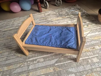 Cute Wooden Doll Bed with Mattress