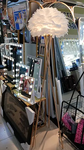 Modern Floor Lamp with Feather Shade