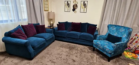 Cozy green Sofa Set with Accent Chair