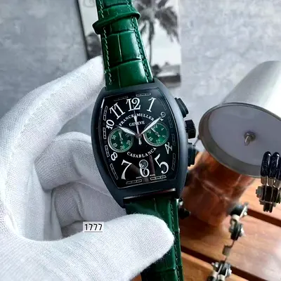 Elegant Franck Muller Green Leather Strap Watch